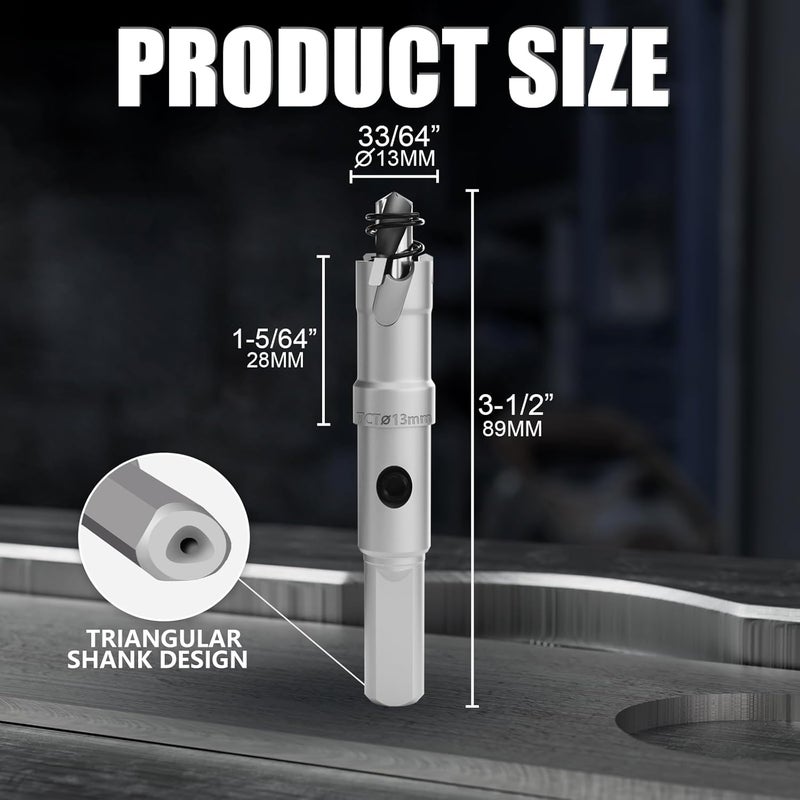 GSTK Heavy Duty Carbide Hole Saw Set, 33/64” (13mm), Extra Deep Cutting Depth of 1.1 Inches (28mm) - Ideal for Stainless Steel, Mild Steel, Iron, Copper, Brass, and Plastic - Image 2